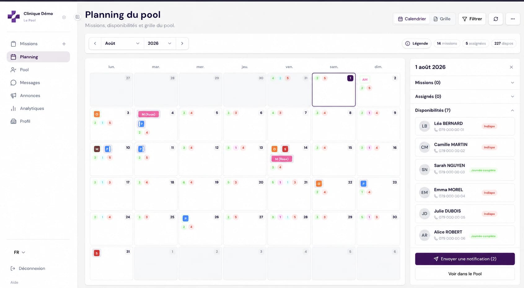 Anteprima della dashboard Le Pool per le strutture
